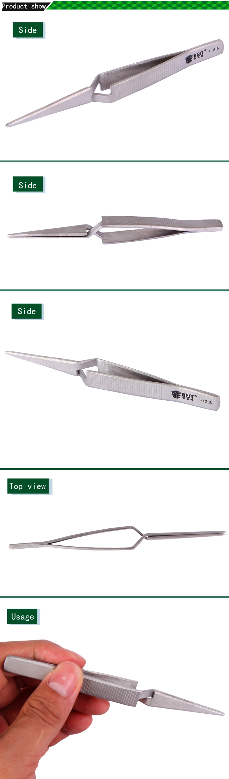 1Piece Cross Lock Stainless Steel Precision Tweezers Reverse Action Tweezer Maintenance Hand Tools 121mm