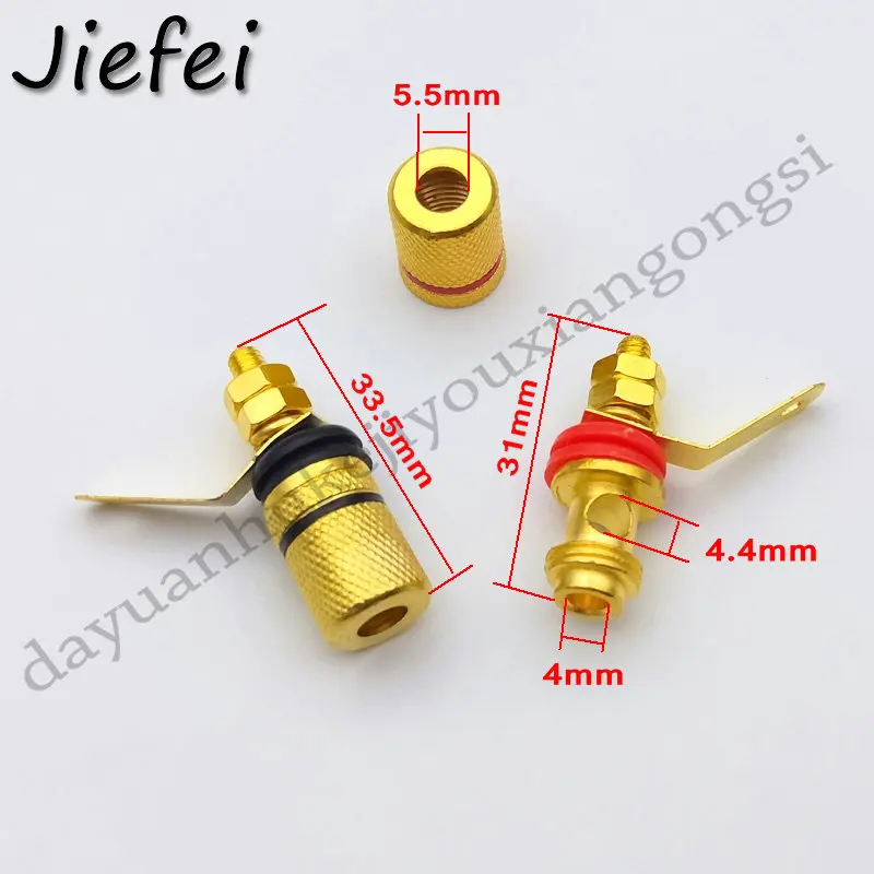 100PCS Gold Plated binding post amplifier speaker for 4MM Banana Plug New