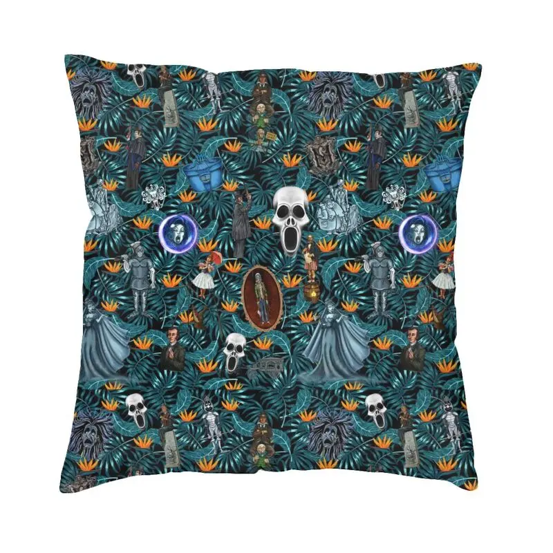 Personalized Haunted Mansion Tiki Pillow Cover Home Decorative Scary Halloween Ghost Skull Cushion Cover for Living Room