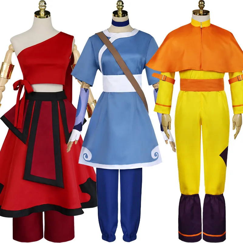 Avatar: The Last Airbender Air Nomad Aang Fire Nation Water Tribe Katara Outfit Clohting Halloween Cosplay Costume