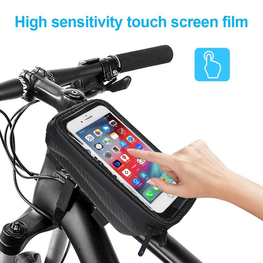 

Bicycle Bike Phone Front Frame Bag - Waterproof Bicycle Top Tube Cycling Phone Mount with Touch Screen Large Capacity Phone Case