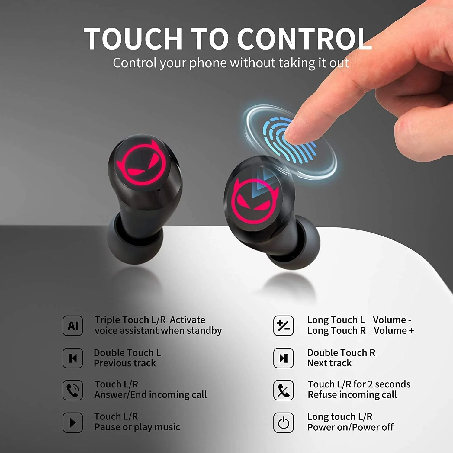 น่ารักการ์ตูนหูฟังไร้สายบลูทูธ5.0หูฟัง Touch Control หูฟัง Mic สำหรับเด็กผู้ใหญ่ของขวัญฮาโลวีน