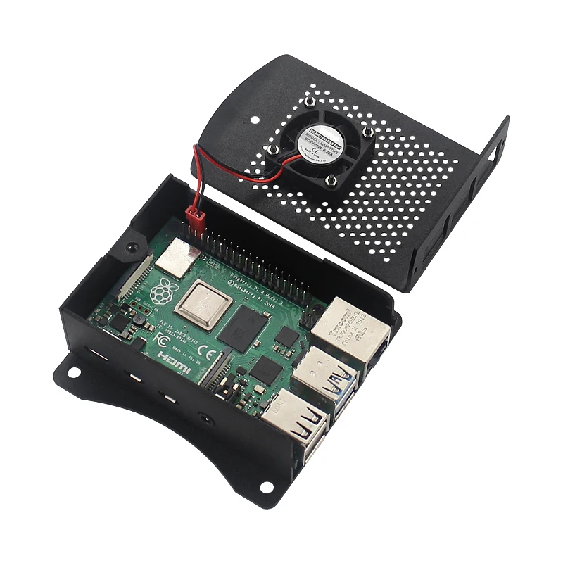 Raspberry Pi 4 Aluminum Alloy Case Metel Box with Hanging Bracket support Cooling Fan Screwdriver for Raspberry Pi 4 Model B