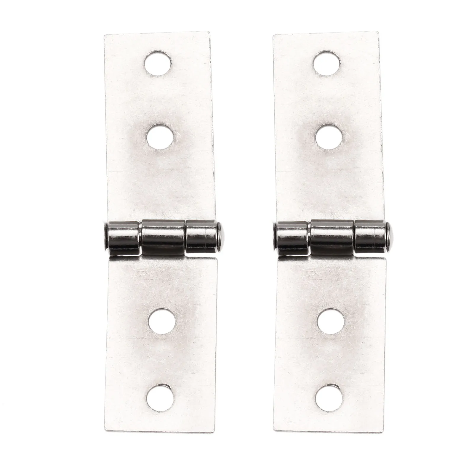 2pcs Vertical Hinges +8 screws Sliver 74*20mm Right Angle 4 Holes Iron Alloy Cabinet Wood Box Jewelry Gift Wine Case Vintage