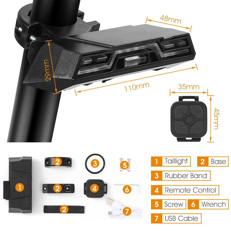 WEST BIKING Bike Turn Signal Light Smart Remote Control Direction Indicator USB Rechargeable MTB Bicycle Lamp Cycling Taillight