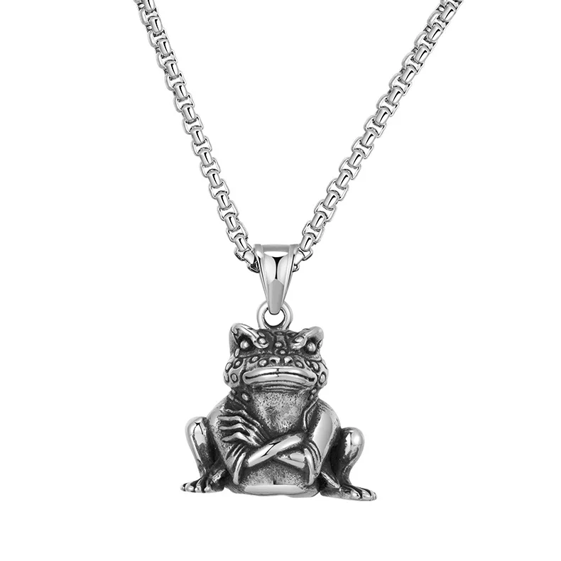 

Personality Vintage Toad Frog Necklace for Men Women Punk Necklace Motorcycle Party Unisex Jewelry Stainless Steel Goth Necklace