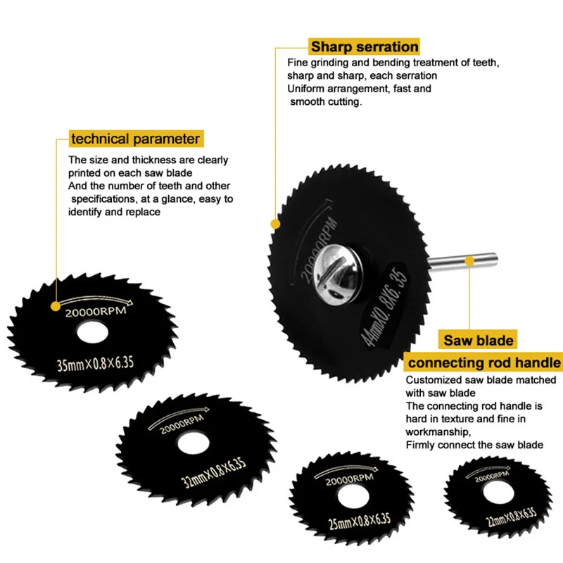 8pcs set Mini HSS Circular Saw Blade Rotary Tool for Dremel Metal Cutter Power Tool Set Wood Cutting Discs Drill Spindle Cutoff