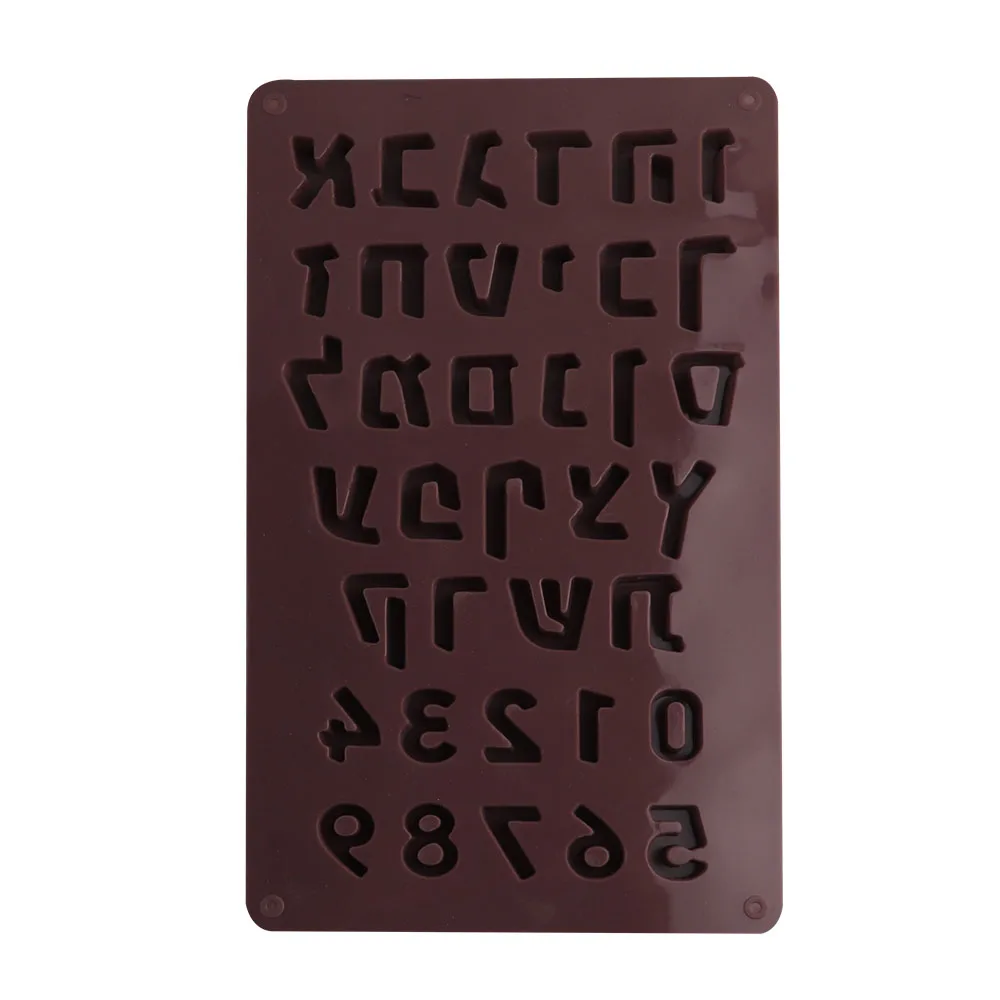 3D Hebrew Letters Silicone Mold Alphabet Chocolate Numbers Mold Cake Fondant Baking Form Cake Decorating Tools Tray Cookie Mould