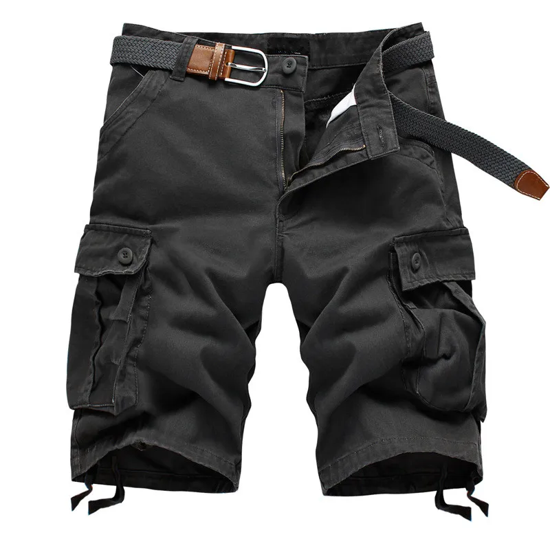 2024 Summer Men\'s Baggy Multi Pocket Military Cargo Shorts Male Cotton Khaki Mens Tactical Shorts Short Pants 29-44 No Belt