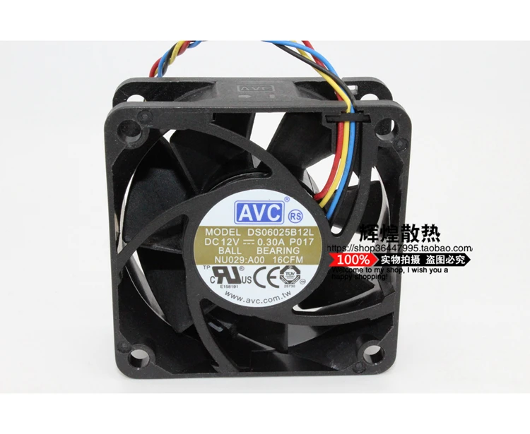 

AVC DS06025B12L P017 Server Cooling Fan DC 12V 0.30A 60x60x25mm 4-wire