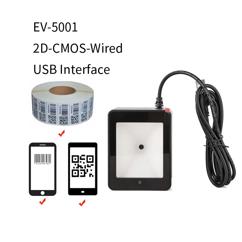 Ручной сканер штрих-кода EVAWGIB EV-W2503 и Bluetooth 1D/2D QR EV-1203 PDF417 для IOS Android IPAD