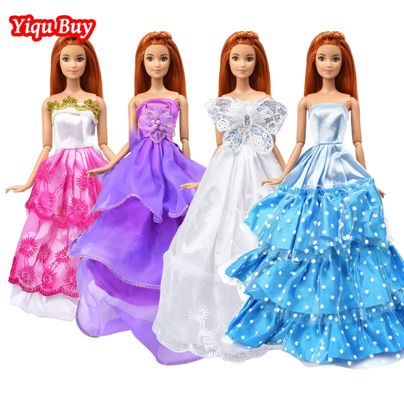 

10 Pcs/set (4 Dress+6 Necklace) Wedding Dress High Quality Clothing Fashion Princess Gown for 12 Inch Doll Accessories Girl Toys