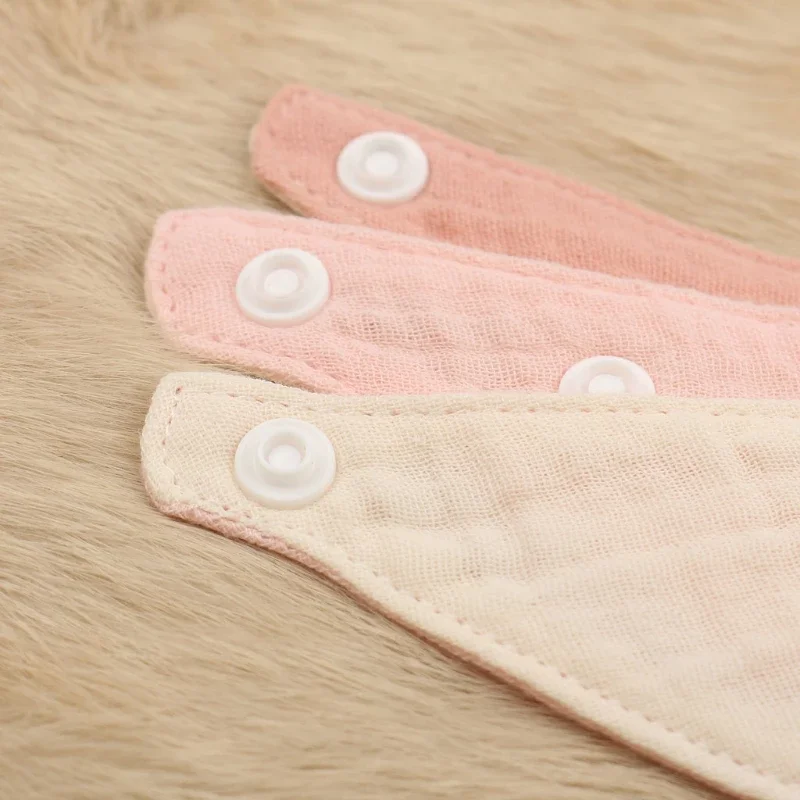 1 Pc Baby Bibs Cotton Accessories Newborn Solid Color Snap Button Soft Triangle Towel Feeding Drool