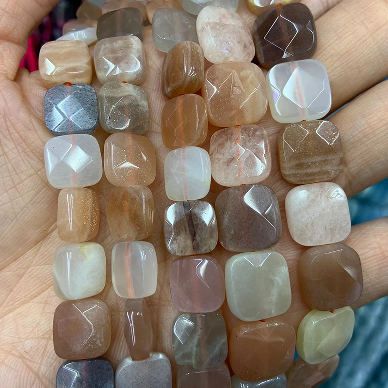 

10-12mm Natural Sunstone Stone Beads 15'' Square DIY Loose Beads For Jewelry Making Women Men Beads Bracelet Necklace Gift