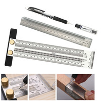 Woodworking Line Scribe 180-400mm T-type Ruler Hole Scribing Ruler Crossed-out Tool Line Drawing Marking Gauge Measuring Tool