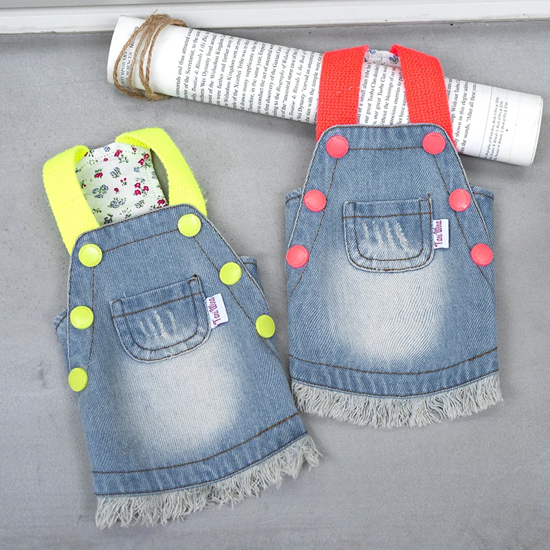 Cute Jean Dog Cat Supplies Fashion Jumpsuit Chihuahua Poodle Maltese Puppy Clothes