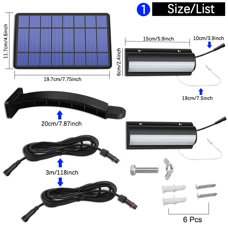 Lustre Solar Automático com Interruptor e Cabo, Luz Exterior e Interior, Varanda e Varanda, Novo Estilo, 3m