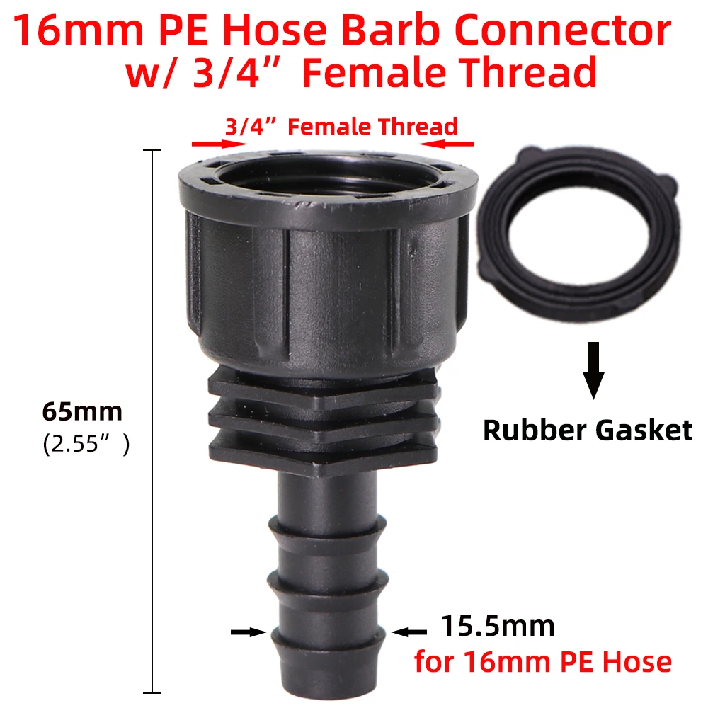 4 pces 1/2 "3/4" conector fêmea macho da linha para 16/20/25mm adaptador de farpa pe tubulação junções jardim gotejamento acessórios de acoplamento de irrigação