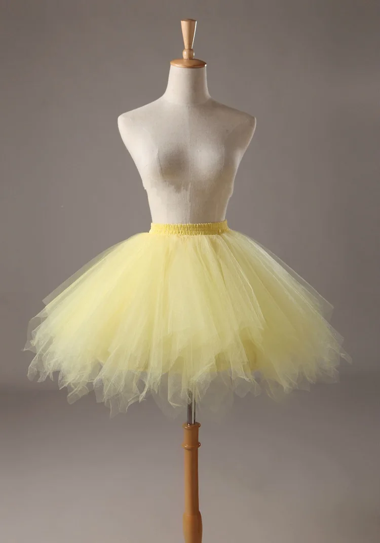 Colorful Cosplay Petticoat Yellow Pink Blue White Red Black Short Tutu Crinoline Lolita Women Underskirt For Party Wear 2022