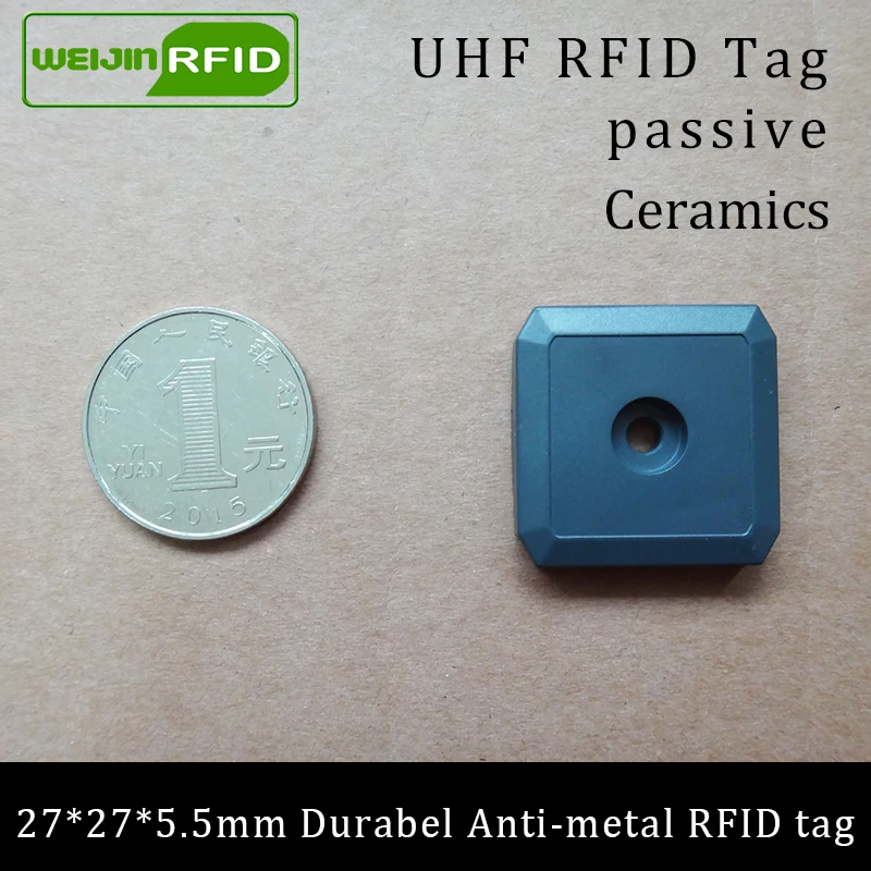 

UHF RFID anti-metal tag 915mhz 868mhz Impinj M4QT EPCC1G2 6C 27*27*5.5mm small square durable ABS smart card passive RFID tags