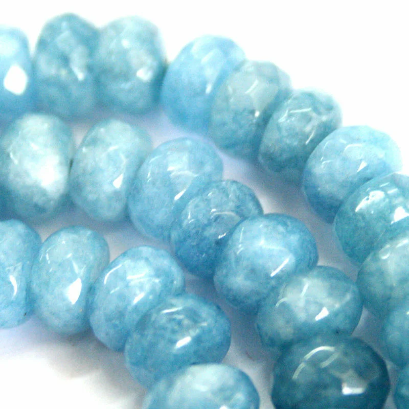 New 5x8mm Aquamarine Abacus Faceted Gemstone Loose Beads 15 inches