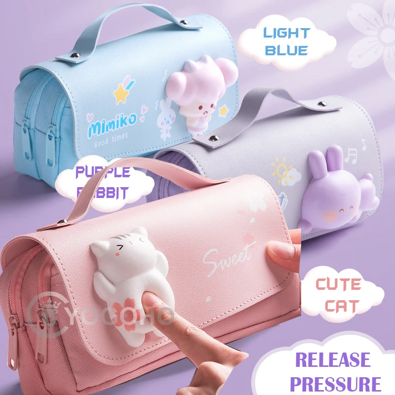 Sakura Bleistift Tasche PU Leder Stift Fall Kawaii Schreibwaren Lineal Tasche für Schule Mädchen Süße Stifte Halter Geschenk Box Blumen lagerung