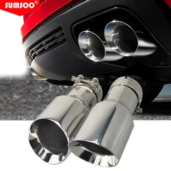 Genuine SUMSOO 1 Piece Top Quality 304 Stainless Steel Universal Exhaust System End Chrome Pipe+Car Exhaust Tip