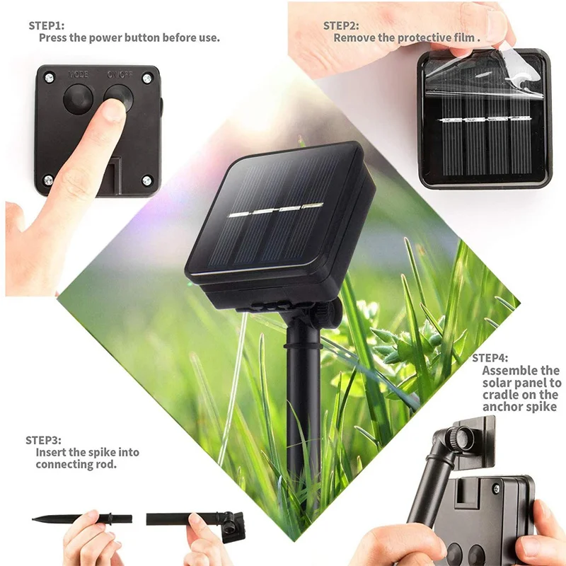 Solar String Lights 8 Modes Solar Powered Waterproof Rope Light Outdoor Fairy Rope Tube Lighting for Patio Party Christmas Decor