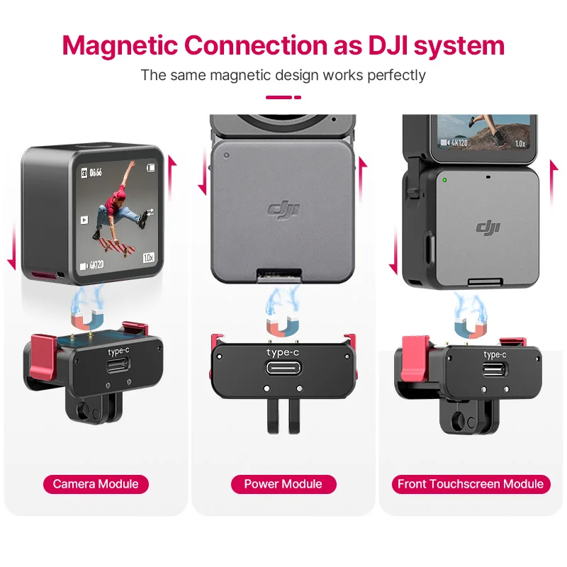 Ulanzi OA-11 OA-12 OA-13 Magnetic Charging Base for Dji Osmo Action 2 Foldable Mount Power Supply Mount Replacement for Action 2