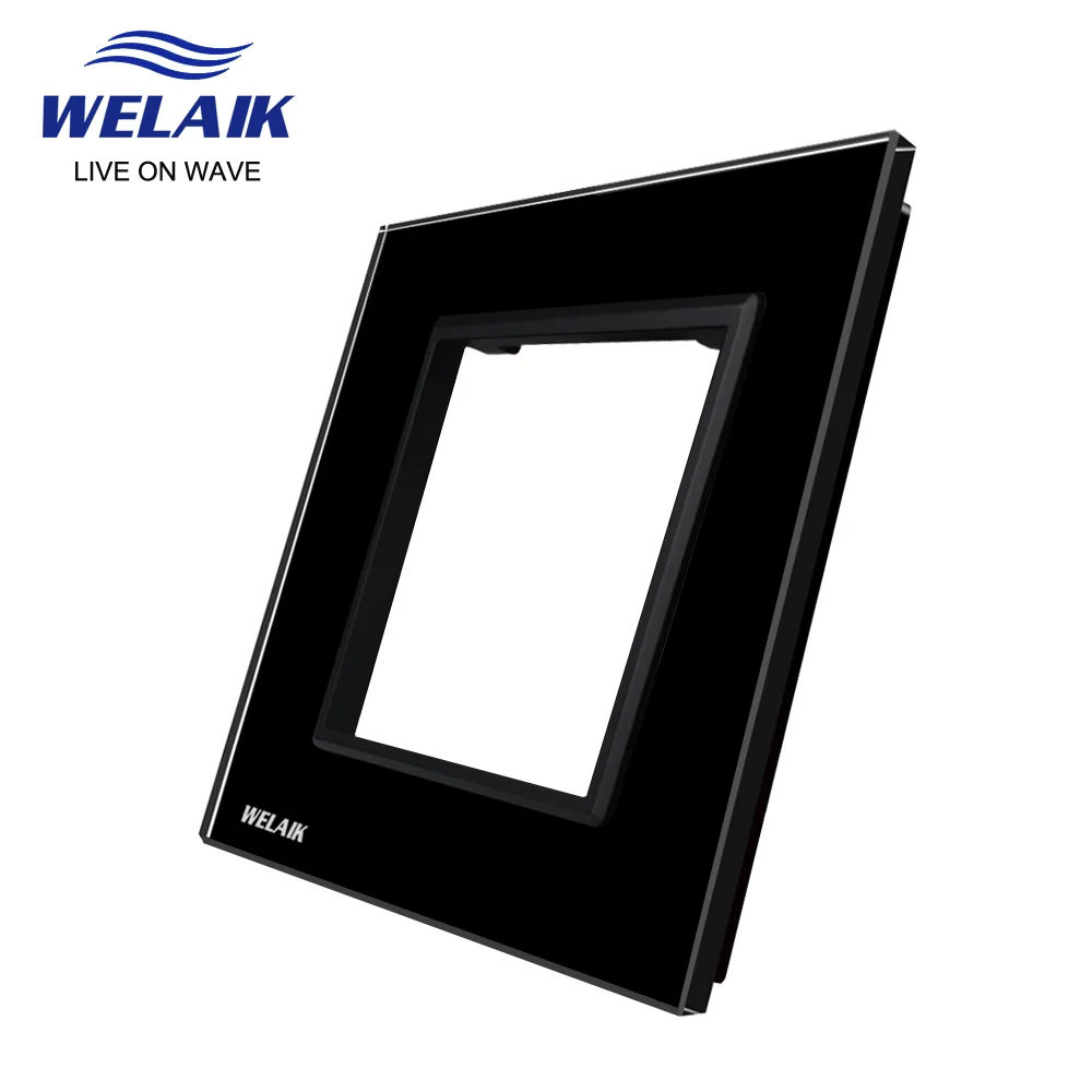 WELAIK EU European Standard 80*80mm Light Wall Touch Switch Socket Outlet Square Hole Crystal-Glass-Panel DIY Parts Module A18W1