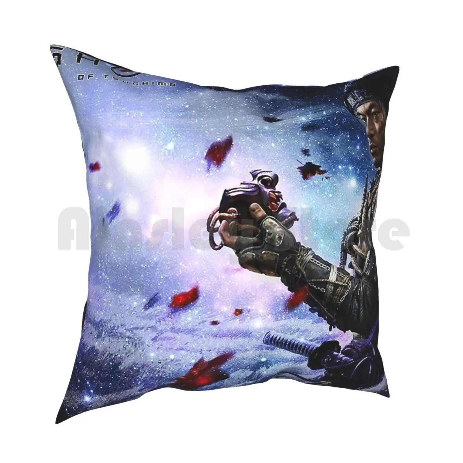 Tsushima Ghost Jin Sakai , Ghost Of Tsushima Pillow Case Printed Home Soft DIY Pillow cover Ghosts Of Tsushima Games Ghost