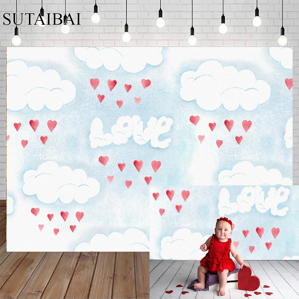 

Valentines Day Background Sky Cloud Love Hearts Background Photo Booth Backdrop Baby Photography Studio Lover Portrait Wallpaper