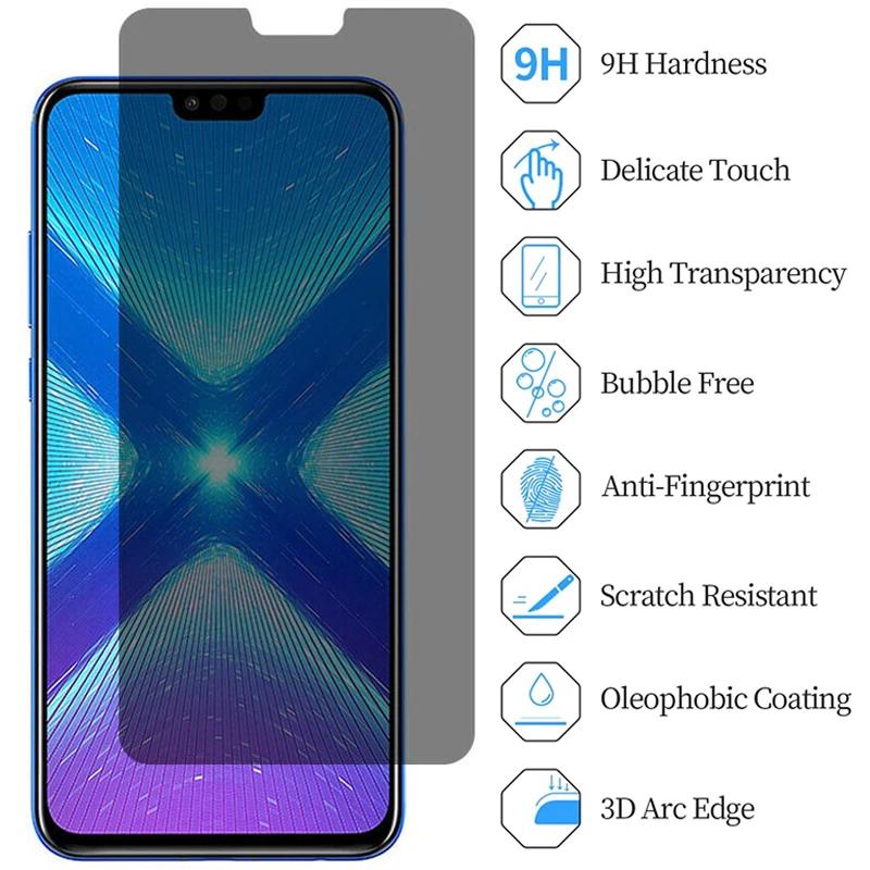 

9H Anti-Spy Protective Glass For Honor 8C 8X 9X 9i Anti-Peep Tempered Screen Protector For Honor 8 9 10 20 20S 30 30S Glass Film