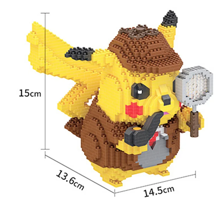 1000+ pcs TOMY Pokemon Detective Pikachu Snorlax Psyduck Squirtle Figure Building Blocks Mini Bricks Toys Kids Gift TFA3370