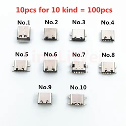 10-100pcs/bag 10Model Type-C Micro USB Charging Dock Connectors Mix 6Pin-24Pin Use For Mobile Phone And Digital Product Repair