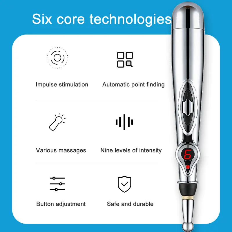 Electric Acupuncture Pen Acupoints Energy Meridian Pencil Body Massage Apparatus 5 in 1 Guasha Neck Foot Trigger Point Massager