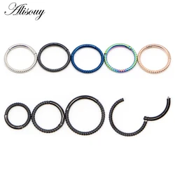 Alisouy 1PC Stainless Steel 6mm-10mm Twist Hinged Clicker Nose Hoop Rings Nose Studs Cartilage Tragus Daith Septum Body Piercing