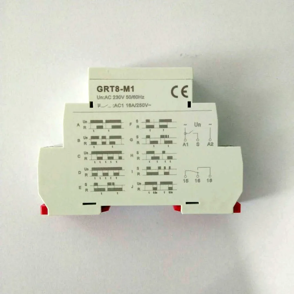 1 pcs Multifunction Din Rail Automatic Timer Relay GRT8-M AC DC 12V 24V 220V DPDT Control Switch Time Relay