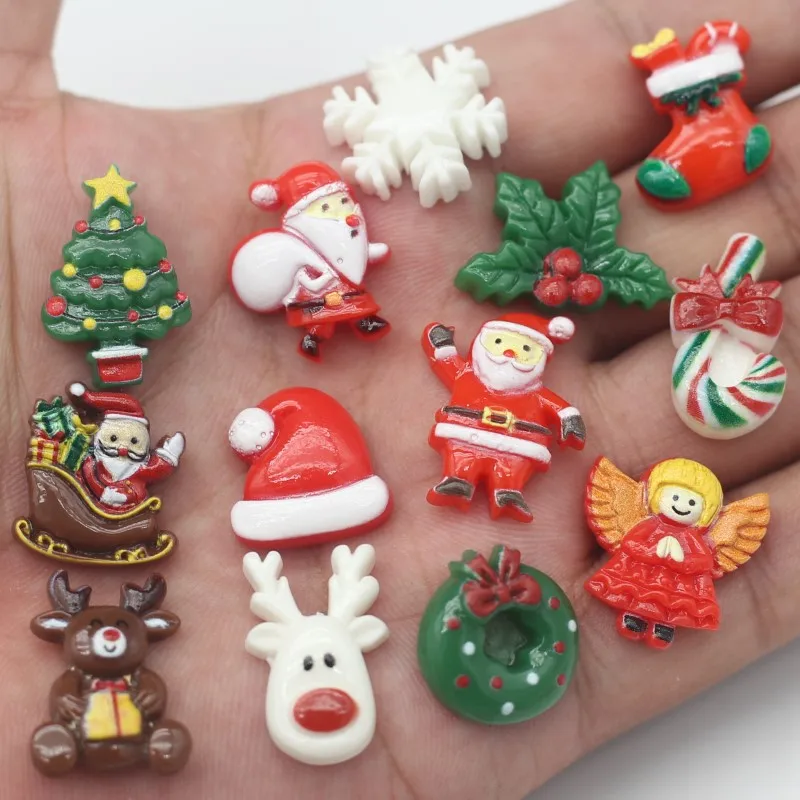 Christmas Series Flat Backs Resin Patch Christmas Gift DIY Handmade Jewelry Accessories Wedding Party Home Decor Supplies 10pcs