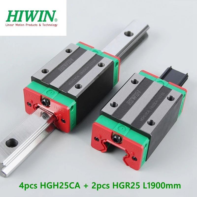 

4 шт. оригинальный HIWIN HGH25CA линейный блок + 2 шт. линейная направляющая HGR25 L1900mm рельс