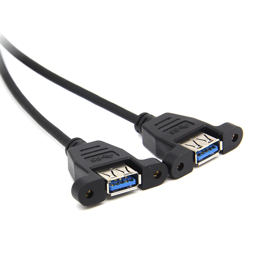 Motherboard Mainboard 20Pin USB3.0 Female to Dual USB 3.0 A Female Data Cable Cord Panel Mount PC DIY Host Case 0.5m
