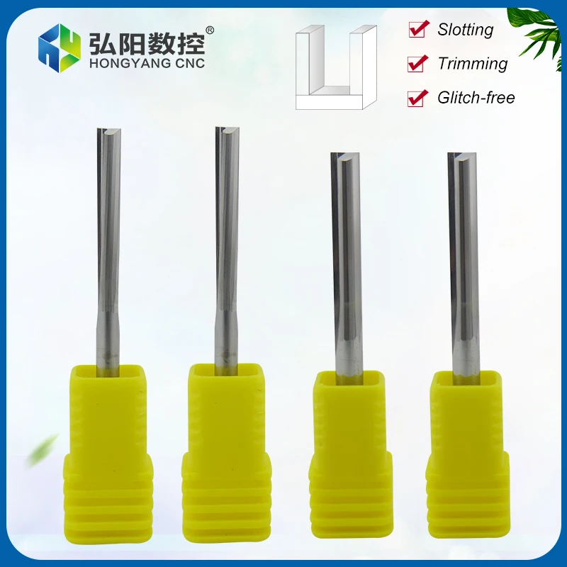 Fresa de flauta recta de doble filo de 4 / 6mm, herramienta de máquina de carpintería CNC, herramienta de grabado sin rebabas de corte de 2 filos
