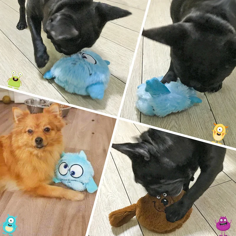 Juguete interactivo de monstruo de peluche para perros, juguete electrónico de ejercicio para cachorros, entretenimiento motorizado para mascotas