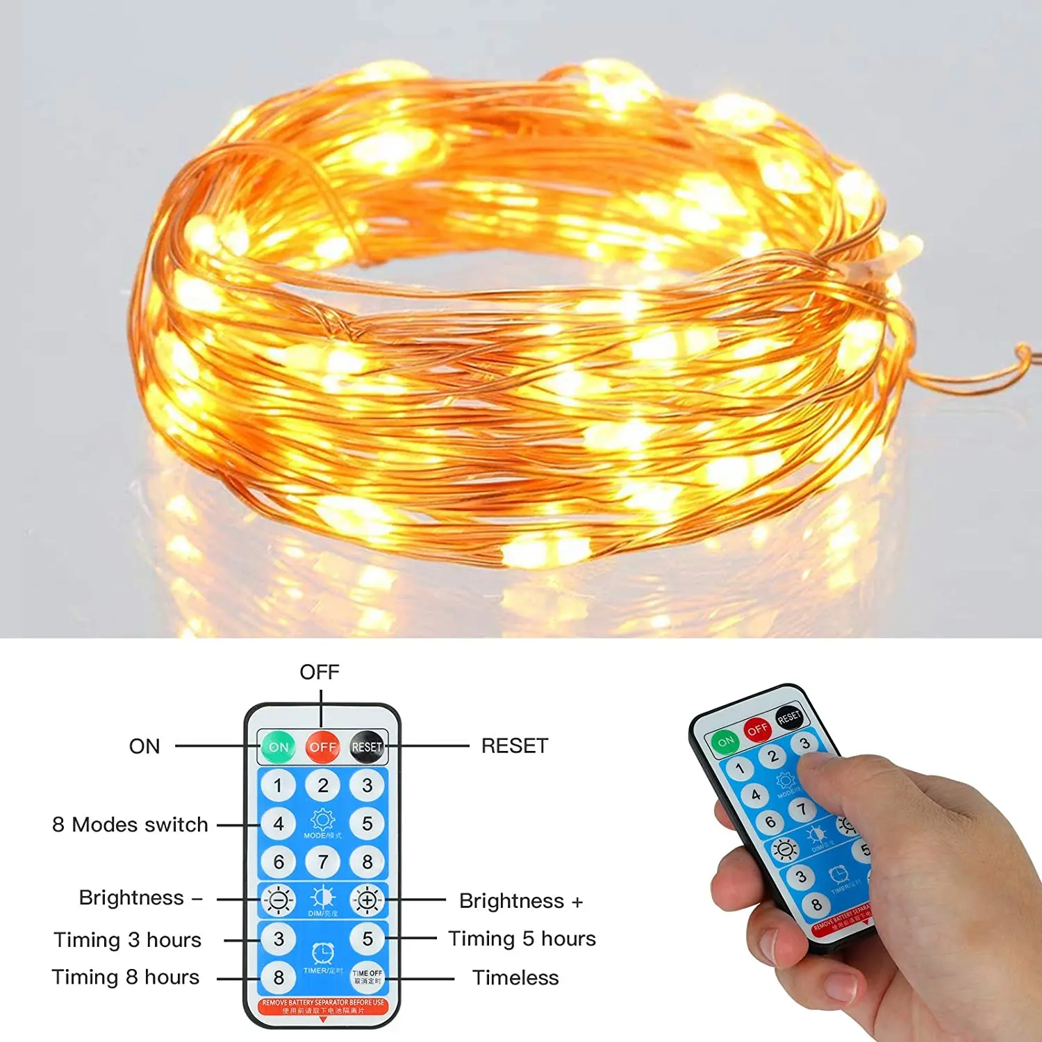 Solar String Lights Outdoor 8 Modes Waterproof Solar Fairy Lights with Remote Control for Patio Yard Christmas Trees Party Decor