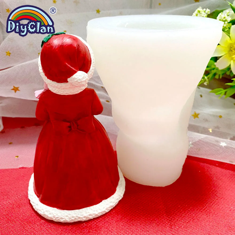 Christmas Princess Model Silicone Mold For Gypsum Chocolate Soap Candle Mold 3D Handmade Form Fondant Cake Decorating Tools