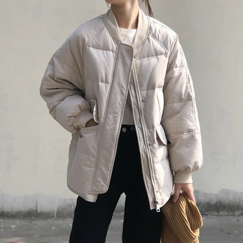 Women Winter 2021 New Style Casual Oversized Thickened Baseball Warm Jacket Coat For Ladies Solid Zipper All Match Chic Parka