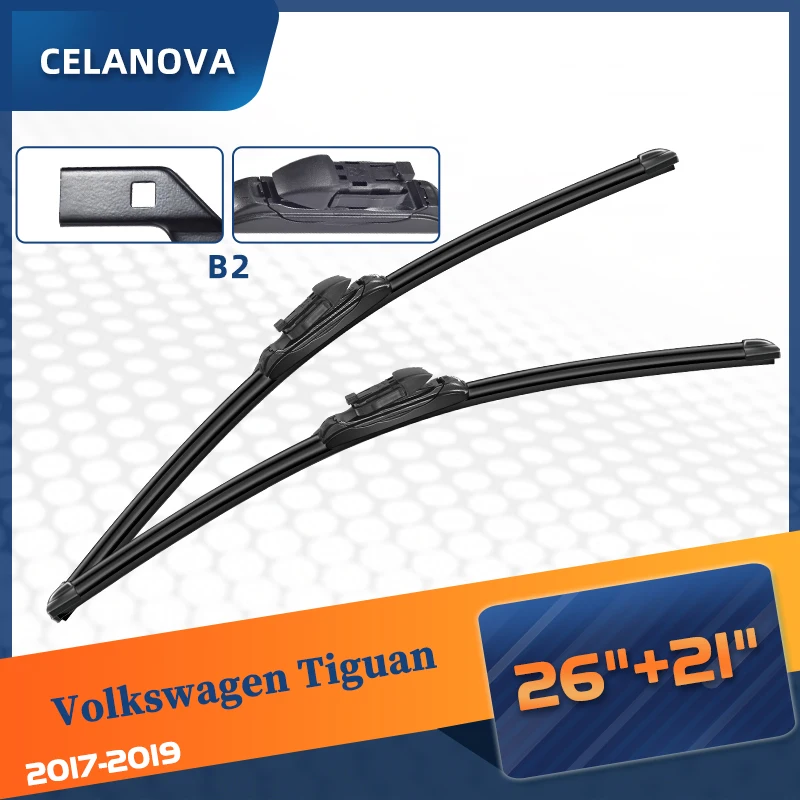 

Windshield Wiper Blade For Volkswagen For VW Tiguan 2017-2019 2018 Frameless Windscreen Rubber Wipers 26"+21"