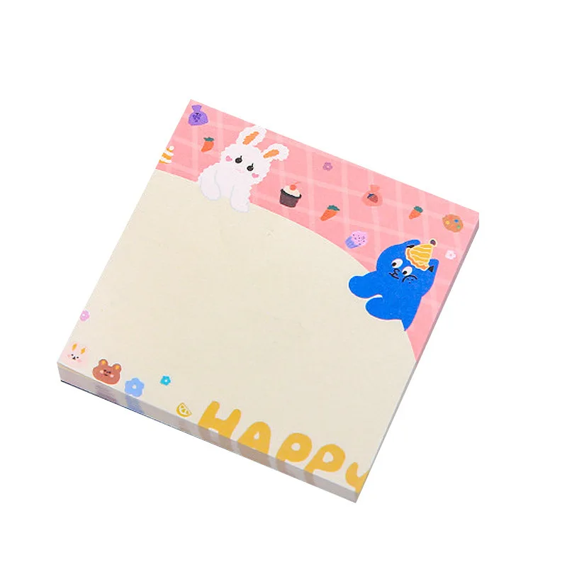 Korea Creative Stationery Cute Cartoon Animal Sticky Notes Tearable Memo Pad Message Office Simple Plan Label Paper Kawaii Decor