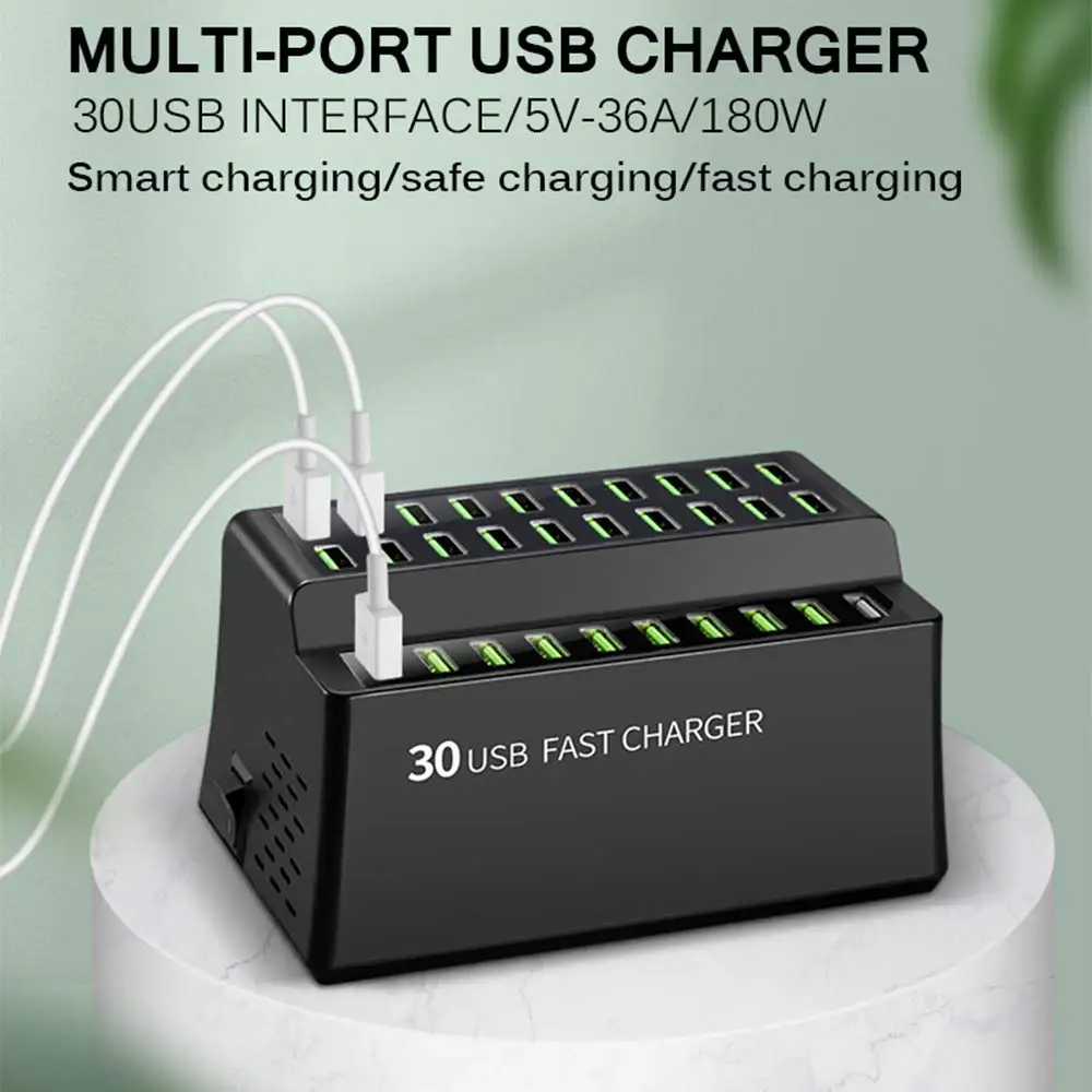 

180W Multi USB Charger 30 Port Usb Fast Charger For Iphone X 8 11 12 Quick Charge Station Carregador Portatil For Samsung S10