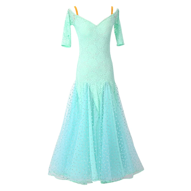 Elegant Ballroom Dance Competition Dresses Woman Lace Standard Dance Tango Waltz Practice Clothing Flamenco Dance Wear DL6528